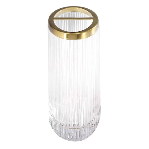 Nicole Miller - Toothbrush Holder, Glass Countertop Accessories, Dorm Room Essentials (Louise Collection, Clear)
