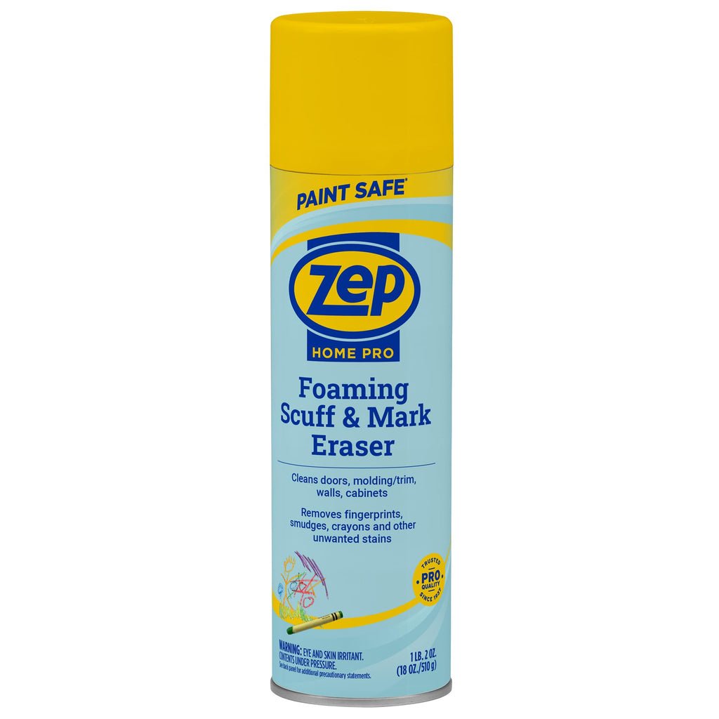 Zep Home Pro Foaming Scuff & Mark Eraser, Paint Safe Surface Cleaner, 18 oz, for Doors, Walls, Molding, Cabinets, Removes Fingerprints, Smudges, Stains