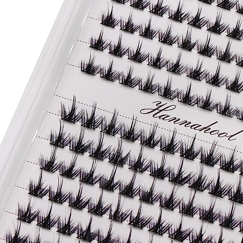 Hannahool Wide Stem Individual False Eyelashes Mixed Tray Dramatic Black Cluster Lashes