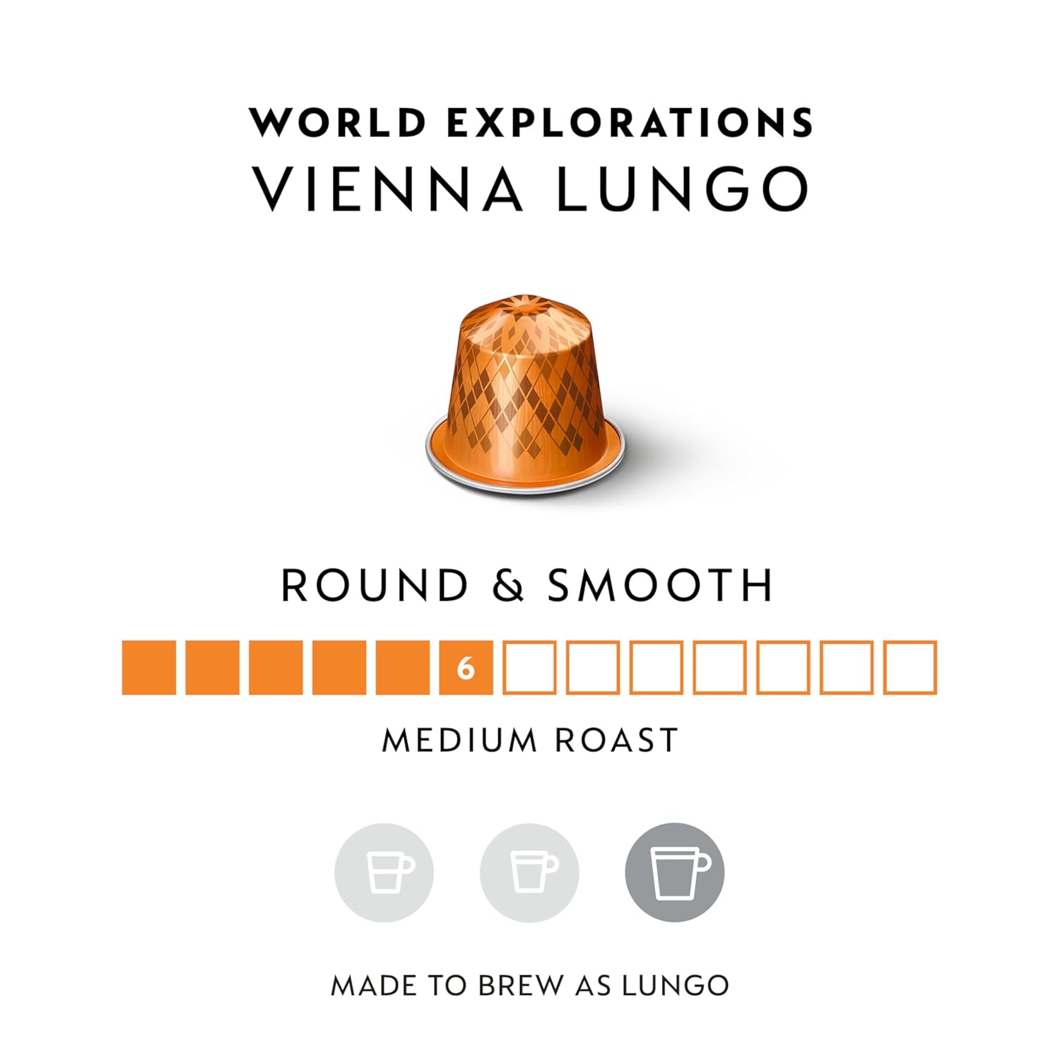 Nespresso Vienna Lungo Capsules - Medium Roast Espresso Coffee Pods | 50-Count Pack