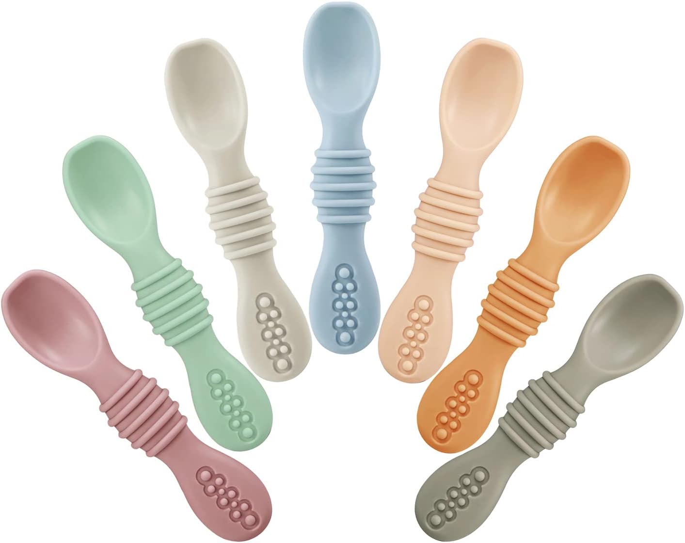 PandaEar Baby Led Weaning Spoons - 7 Pack Silicone Self-Feeding Utensils for Infants & Toddlers