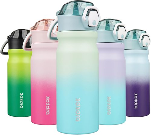 BJPKPK Insulated Water Bottle - 18oz Stainless Steel Flask with Straw & Carry Handle - Mint Color