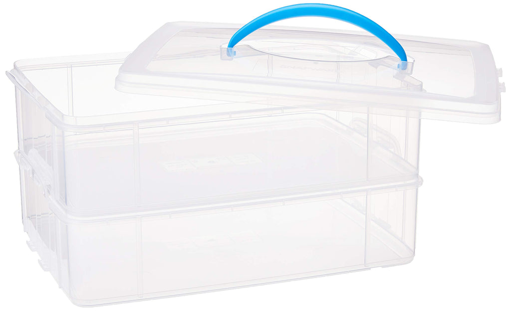 Snapware Snap 'N Stack Portable Storage Bin for Tools and Craft Storage, 14.1 x 10.5-Inch Clear BPA-Free Container, Tool Box with Stackable Trays, Microwave, Freezer and Dishwasher Safe