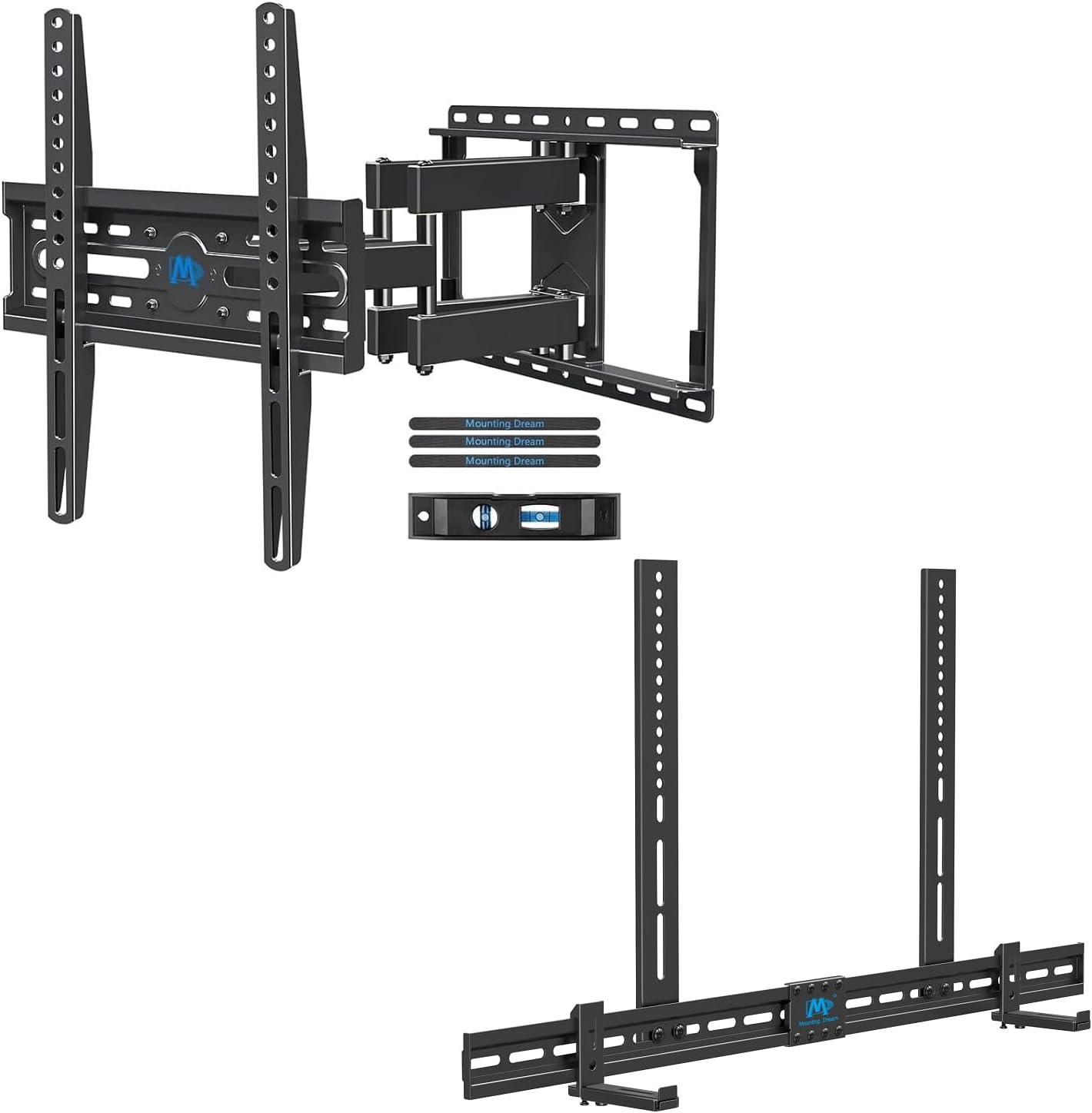 Mounting Dream TV Wall Mount - Swivel & Tilt for 32-65 Inch TVs | Includes Soundbar Bracket MD2380 & MD5425