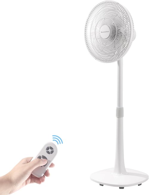 **Skiennix 14.5-Inch Oscillating Pedestal Floor Fan - 7 Blades, Adjustable Height, Remote Control**