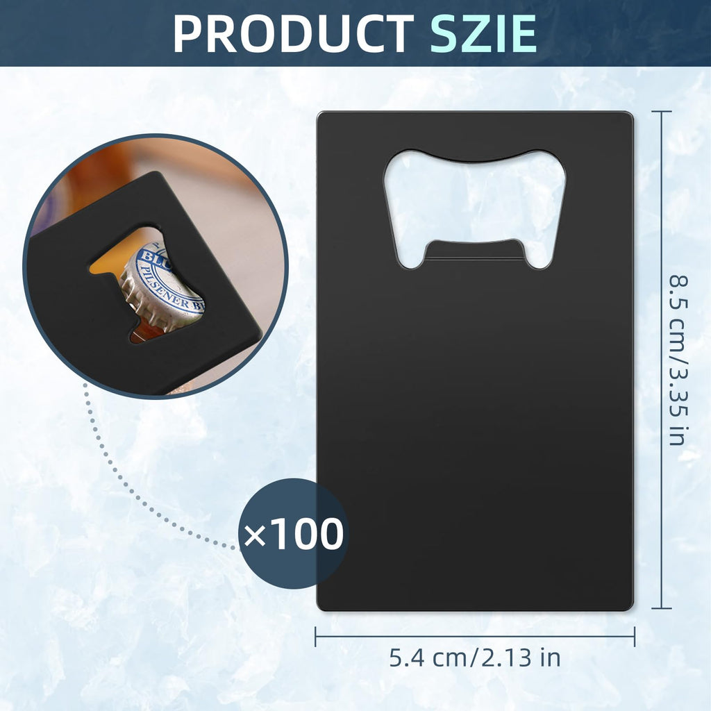 Yugada 100 Pcs Stainless Steel Metal Card Beer Bottle Openers, DIY Bottle Opener for Party Favor Wedding Favor Groomsmen Bridesmaid Gift