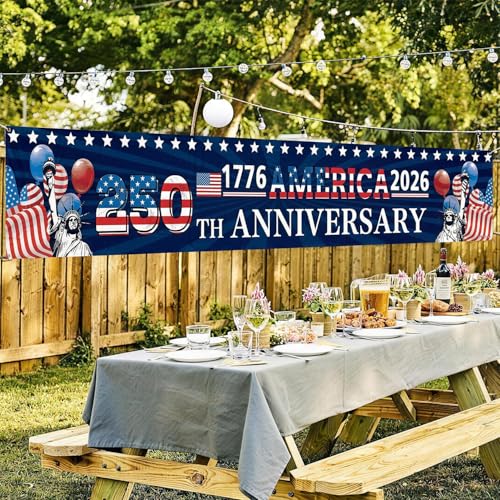 Patriotic 250th Anniversary Banner 120" x 20" for Celebrations