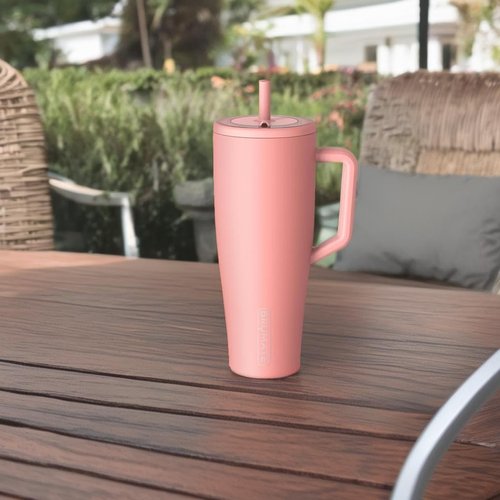 BrüMate Era 40 oz Tumbler - 100% Leakproof Insulated Water Bottle with Handle & Straw | Stainless Steel, Guava