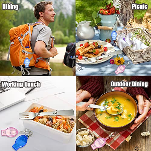 2PCS Folding Fork And Spoon Set With Case Portable Folding Tableware Set Portable Cutlery for Travel, Camping And Picnic