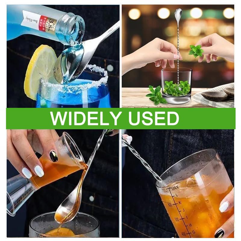 ABK 6PCS 12-Inch Bar Spoon Set for Cocktails & Iced Tea