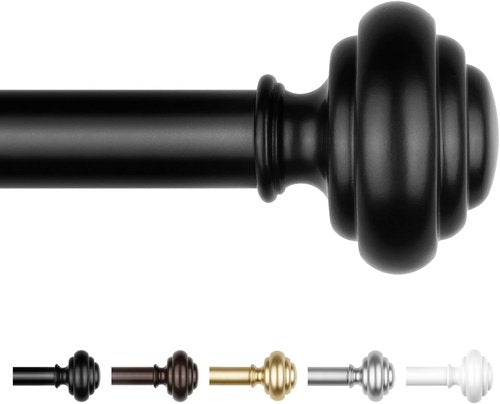KAMANINA Heavy Duty Black Curtain Rods - Adjustable 72 to 144 Inches | Modern Decorative Drapery Set