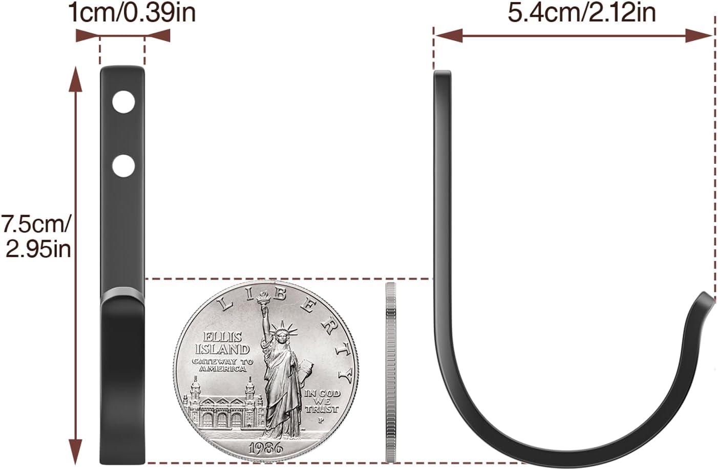 Niffgaff 10-Pack Outdoor Wall Hooks - 30LB Metal Hangers for Coats, Towels, and Bags | Black