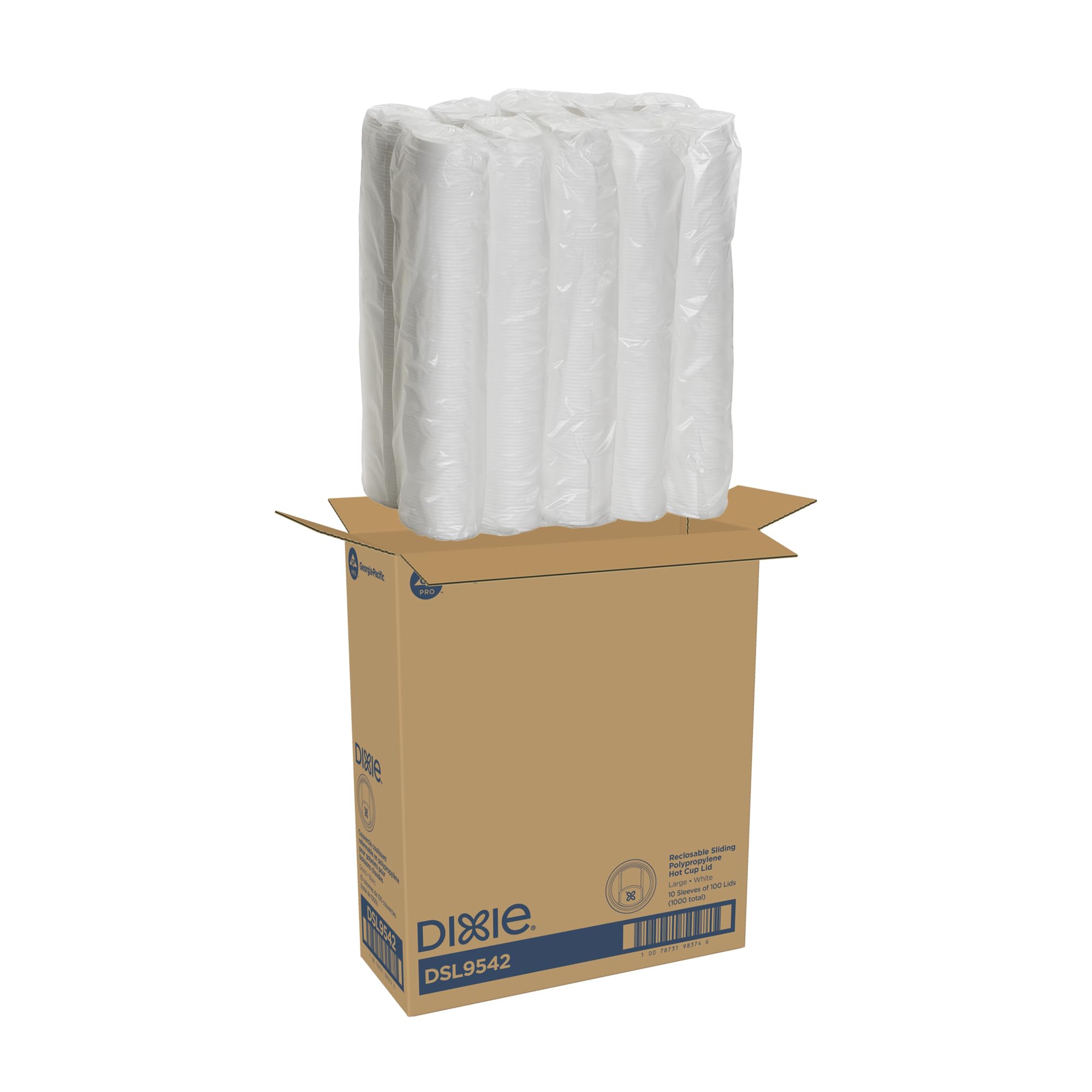 GEORGIA-PACIFIC DIXIE® SLIDER LIDS FOR 10/12/16/20OZ WHITE, 1,000 LIDS PER CASE