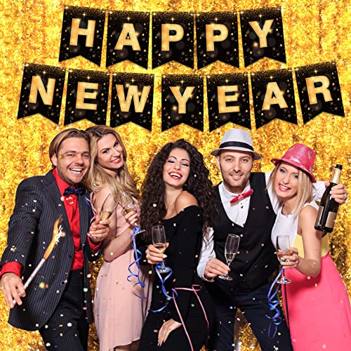 Happy New Year Banner 2026 - Pre-Strung 10ft NYE Decorations