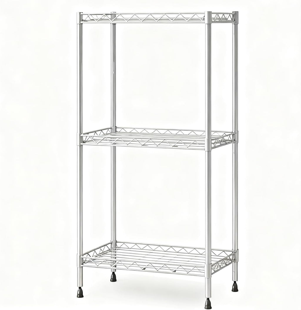 3-Tier Wire Shelving Unit - Heavy-Duty Steel Storage Shelves | 1000 lbs Capacity, Adjustable for Kitchen & Garage