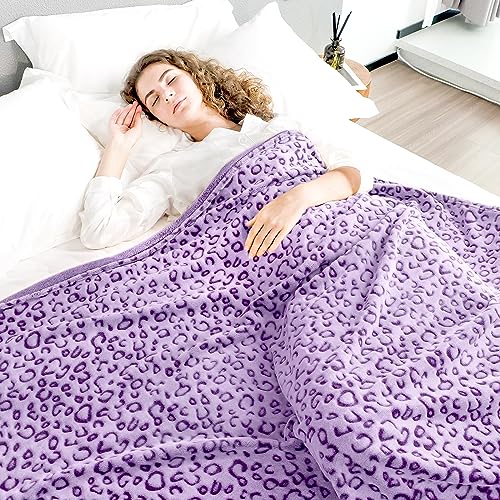 Purple Leopard Print Fleece Throw Blanket - Soft & Cozy