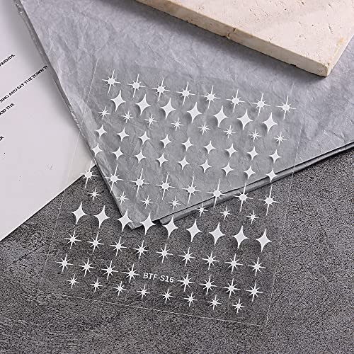 Dulyork 12 Sheet 3D Star Nail Stickers Self-Adhesive Decals