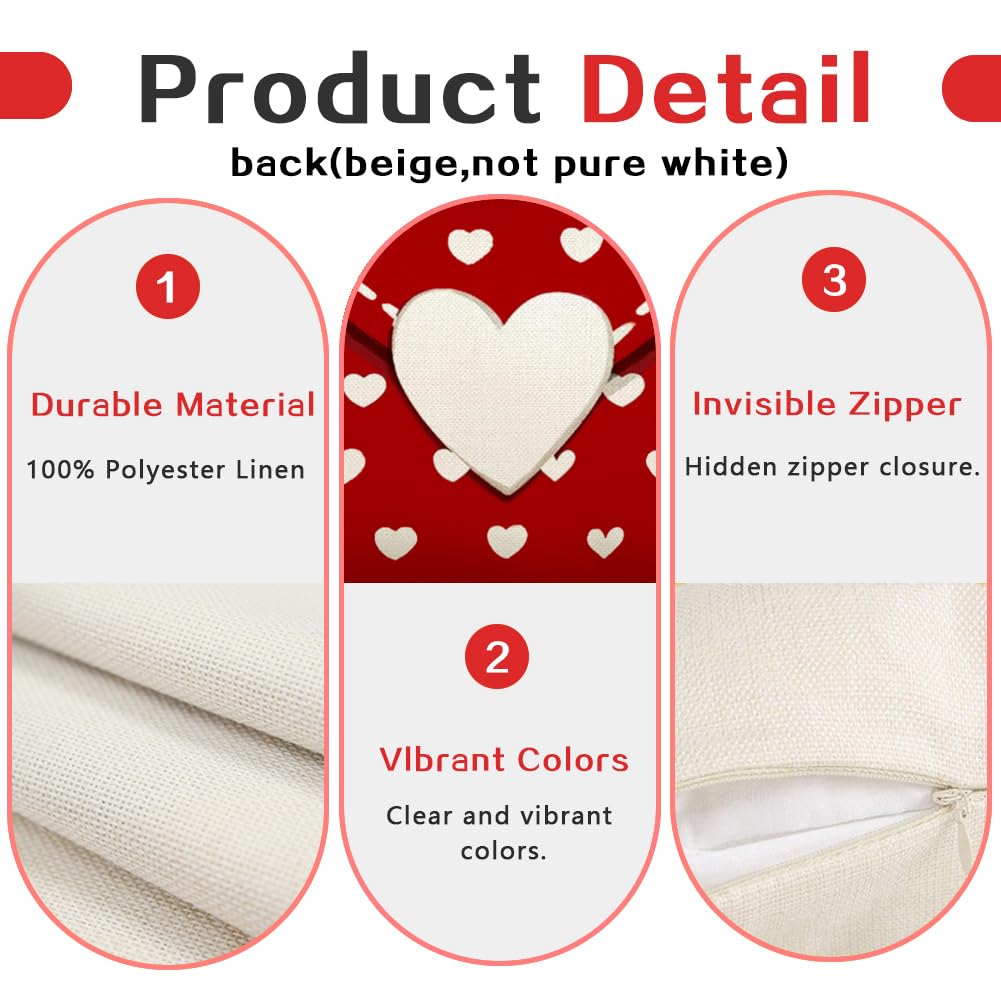 RABUSOFA Valentines Pillow Covers 12x20 inch Valentines Day Decoration Red Love Heart Anniversary Wedding Lumbar Throw Pillowcase for Couch Home Decor Red