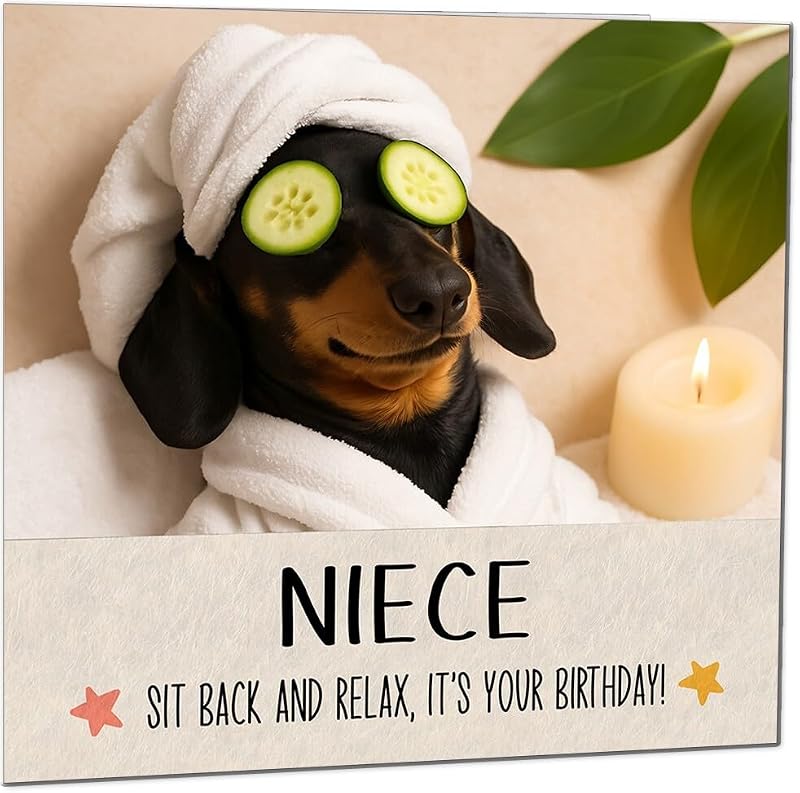 Funny Sausage Dog Birthday Card for Niece - Eco-Friendly Design
