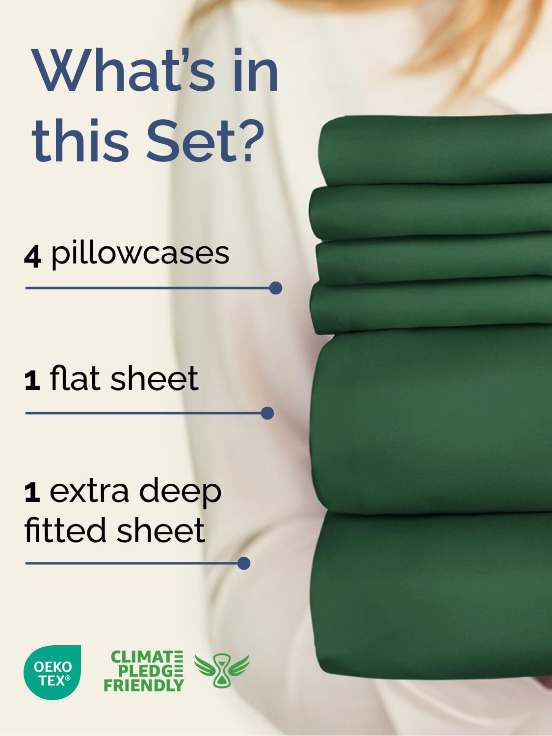 Skiennix Extra Deep Cal King Sheet Set | 6-Piece Breathable Cooling Bedding - Soft, Wrinkle-Free Emerald Green