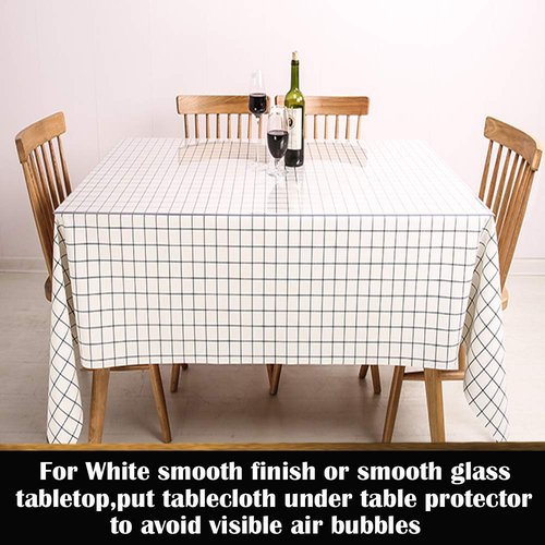 42x60 Inch Clear Plastic Table Protector Dining Tablelcloth Vinyl Desk Topper Pad Mat Wooden Furniture Dressing Cabinet Glass End Side PVC Table Cloth Countertop Cover Cutting Wipeable Rectangular
