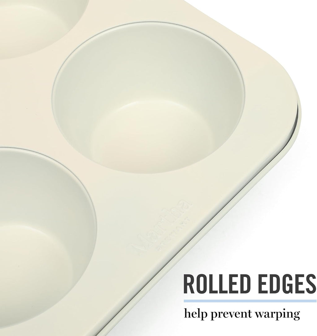 Martha Stewart Gallen 6-Cup Nonstick Muffin Pan - Durable Teal Bakeware for Perfect Cupcakes & Mini Cakes