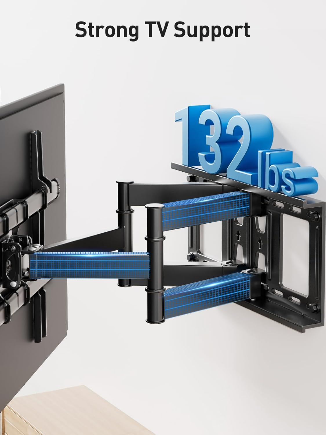 Perlesmith Full Motion TV Wall Mount - Fits 37-82 Inch TVs Up to 132 lbs | Dual Articulating Arms, Tilt & Extension