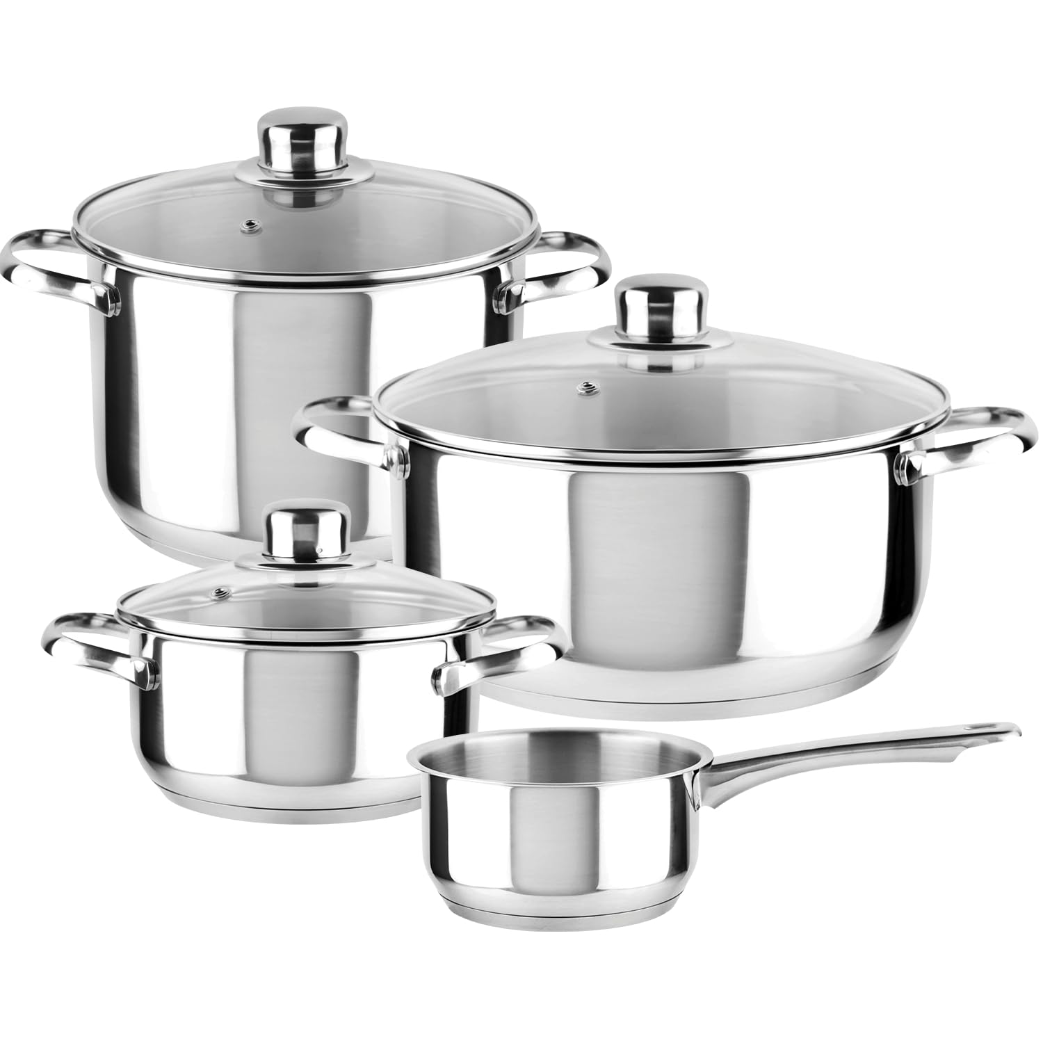 MAGEFESA Dux 7-Piece Stainless Steel Cookware Set, crafted from 18/10 stainless steel, suitable for all stovetop types, effortless clean, dishwasher safe