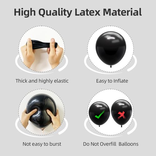 Black Balloons Kit by [Brand Name] - 135pcs in 5-18 Inch Sizes | Perfect for Parties & Celebrations