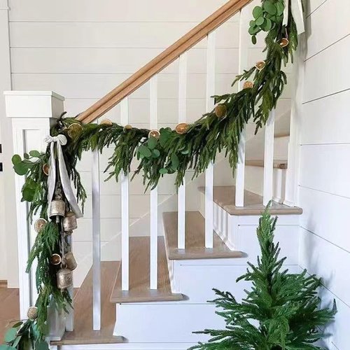 6 Ft Christmas Garlands Artificial Norfolk Pine Garland, Real Touch Green Faux Greenery Garland for Table, Mantle, Wall, Indoor, Outdoor Winter Christmas Decorations