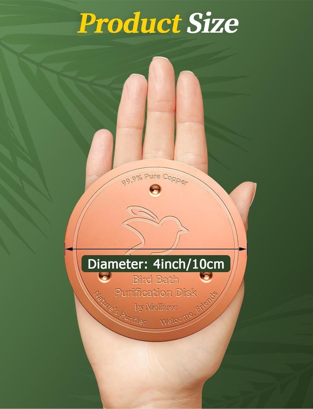 Mellbree Bird Bath Copper Disk - 99.99% Pure Copper Cleaning Disk for All-Season Use | Universal Fit