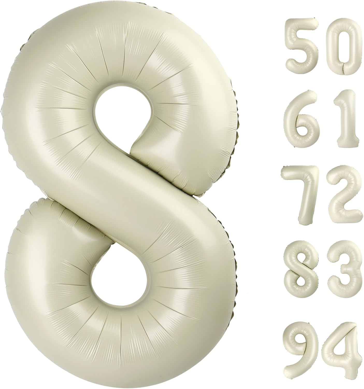 Number 8 Balloon - Cream 40 Inch Birthday Decoration for Boys & Girls | Party Supplies