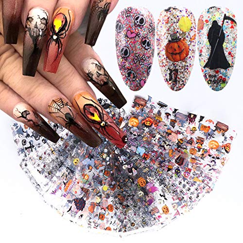 Halloween Nail Art Foil Transfer Set 10-Piece Pumpkin Ghost Decals
