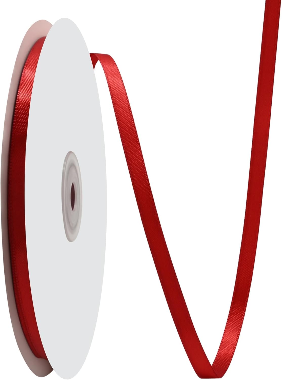 Red Satin Ribbon - 1/4 Inch x 50 Yards | Double-Faced Craft Ribbon for Wedding Decor & Bow Making