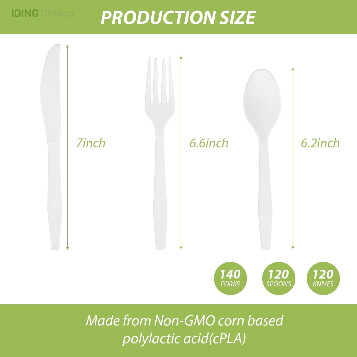Skiennix 380 Count Heavy Duty Compostable Cutlery Set - Eco-Friendly Silverware for Events | Forks, Spoons & Knives