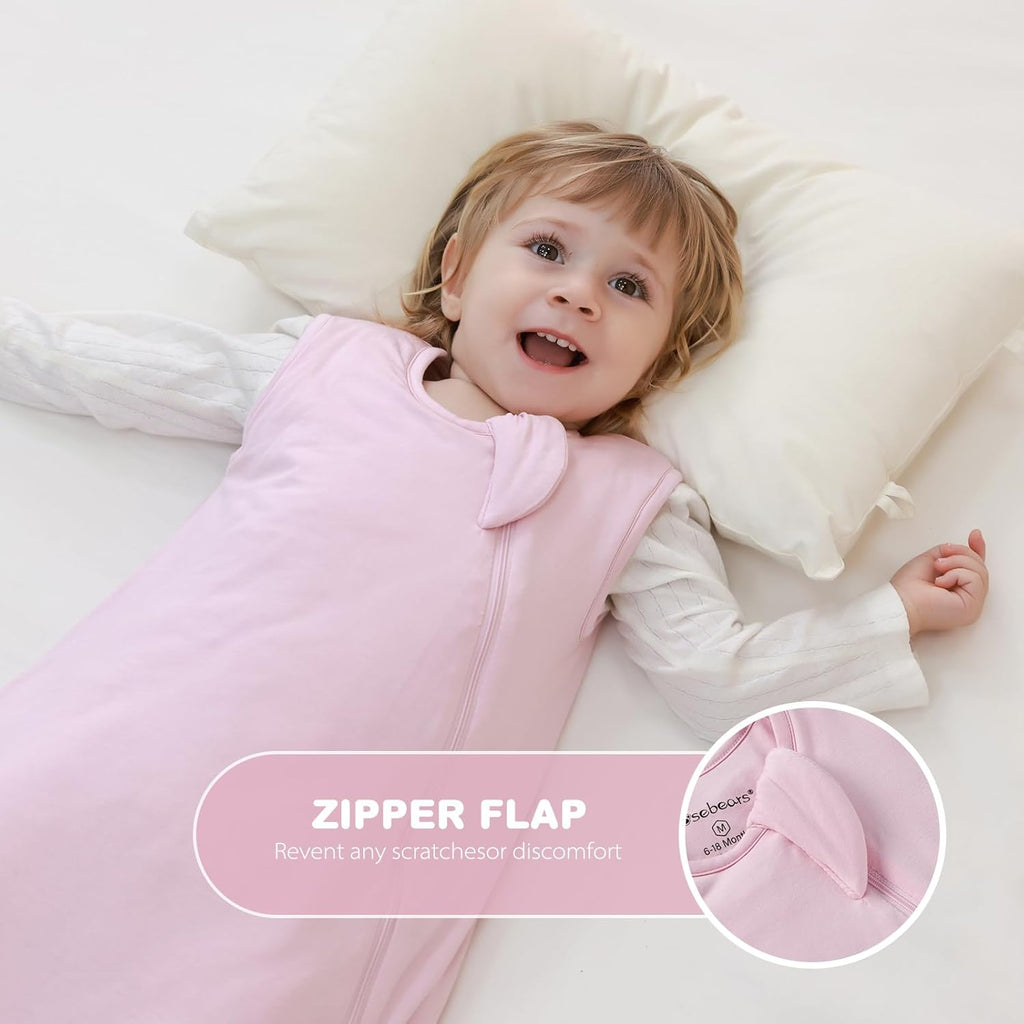 Mosebears Baby Sleep Sack - Unisex Bamboo Rayon with 2-Way Zipper | 2.5 Tog, Blush, 0-6 Months