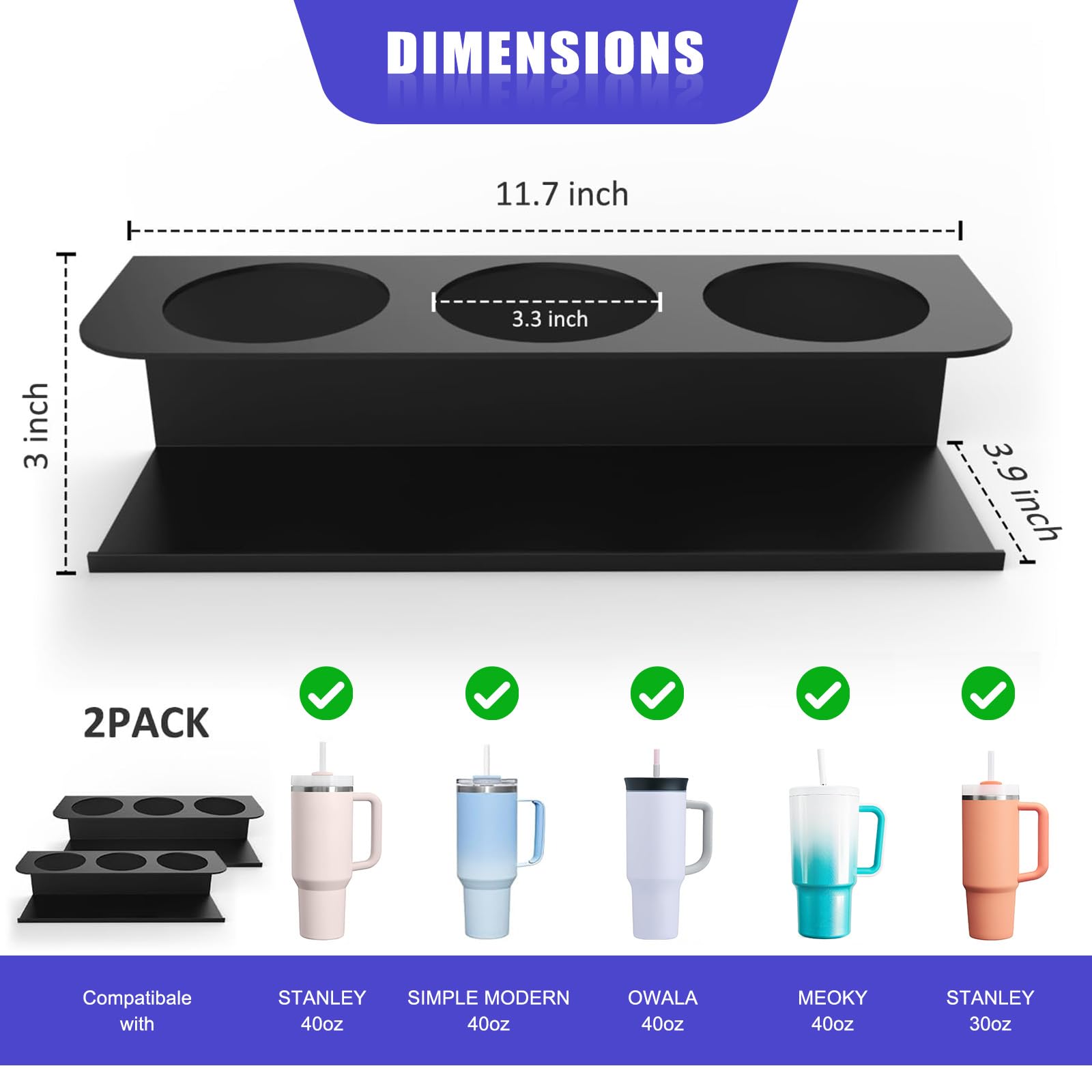Magnetic Stanley Cup Holder for Fridge, Tumbler Organizer Strong Fridge & Metal Surface Water Bottle Organizer for Kitchen, Stanley Cup Accessories, 2 Pack