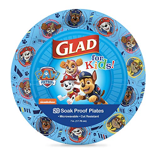 Glad Paw Patrol Paper Plates, 7 Inch Blue, 20 Count - Kid Friendly