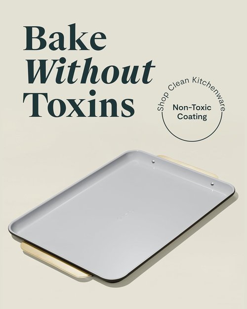 Caraway Non-Stick Ceramic Baking Sheet - Non-Toxic & PTFE Free - Ideal for Baking & Roasting - Large 18" x 13" - Black