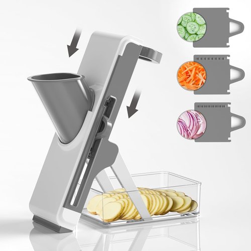 Eletronova Mandoline Slicer - Versatile Kitchen Vegetable Cutter | Grey (White & Green)