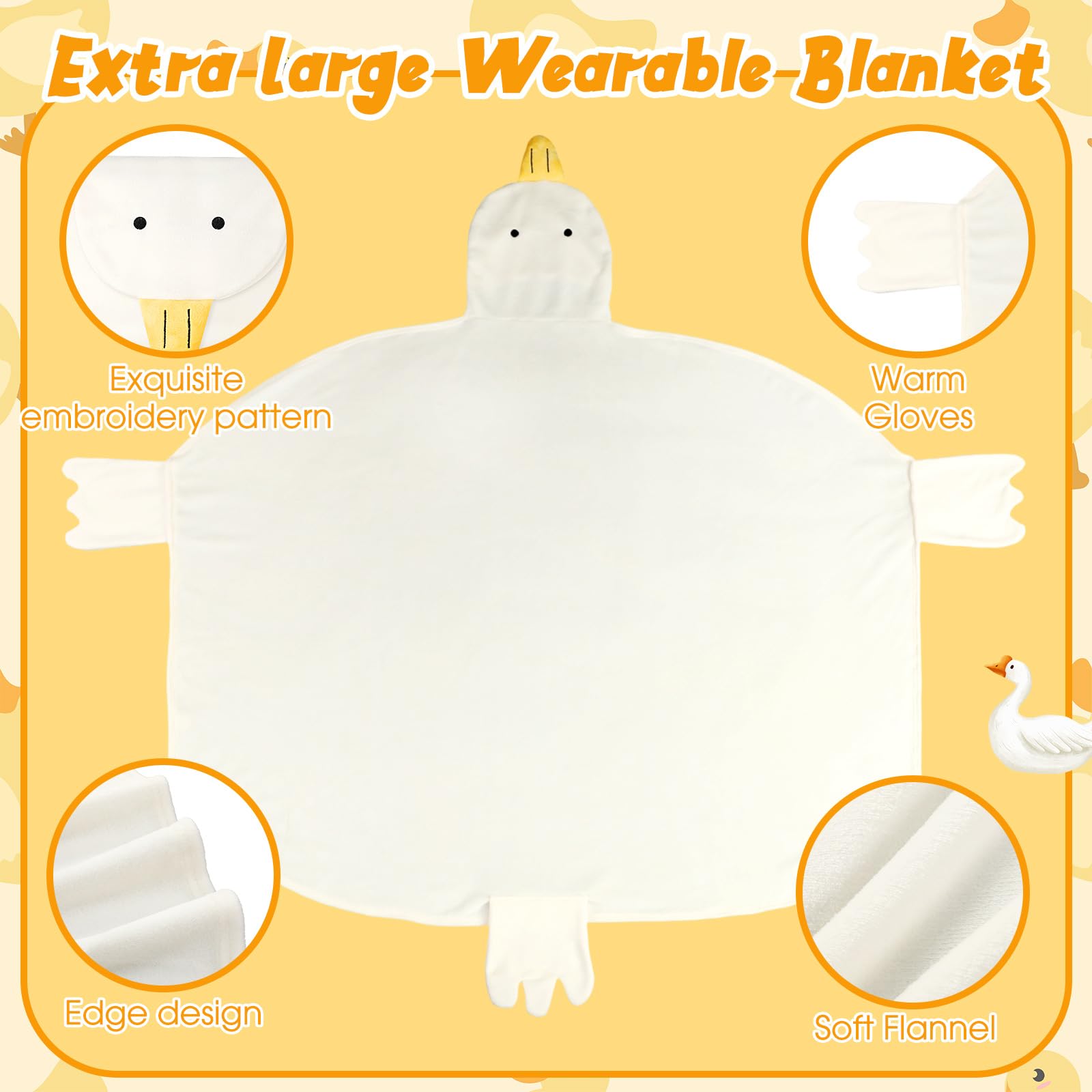 Peryiter Goose Wearable Blanket Hoodie: Goose Gift for Adults Oversize Cozy Flannel Wrap Throw for Women Men