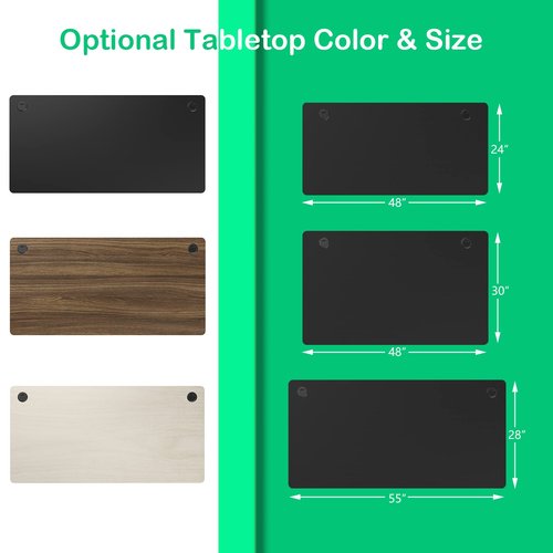 COSTWAY 55" x 28" Universal Table Top, Solid One-Piece Wood Desktop for Standard & Height Adjustable Desk Frame, Rectangular DIY Home Office Countertop(Table Top only) (Black, 55" x 28")