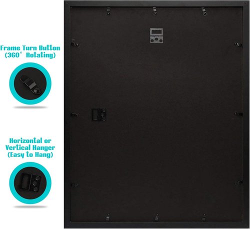 Frametory 16x20 Black Picture Frame - High-Definition Real Glass - Fits 11x14 Photos with Mat