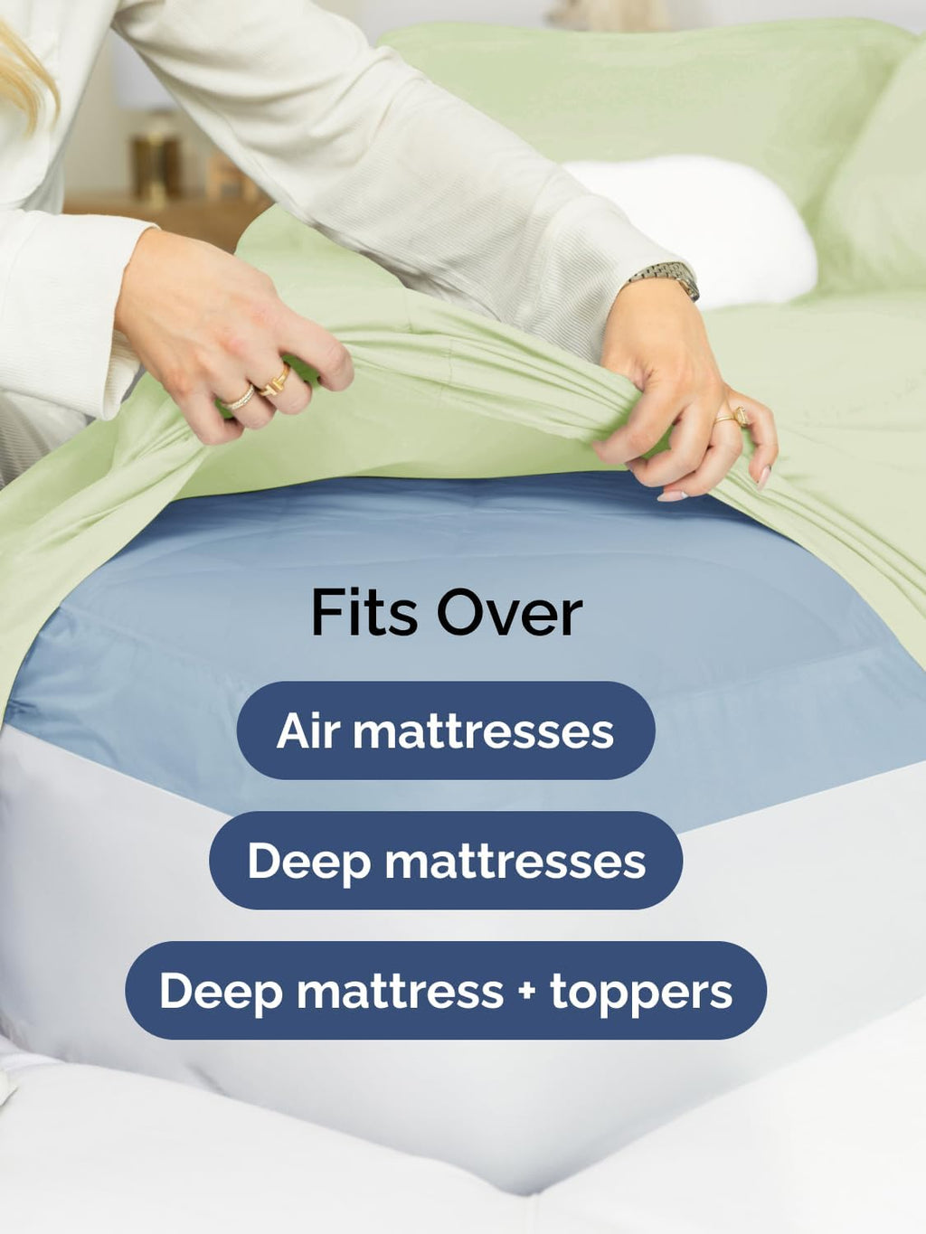 Skiennix Extra Deep King Sheet Set | 6-Piece Breathable Cooling Bedding - Soft, Wrinkle-Free Light Sage