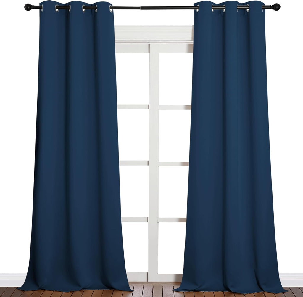 NICETOWN Patio Blackout Curtains - Moroccan Blue Glass Door Drapes for Privacy | 42 x 95 Inches, 1 Pair