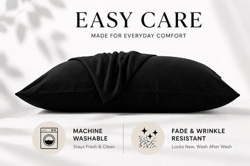 Evolive Ultra Soft Microfiber Pillowcases - Standard Size 20"x30" Pair Set with Envelope Closure | Black
