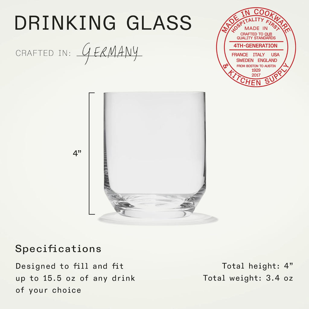 Made In Cookware | Drinking Glasses | 15 oz | Set of 4 | Made of Ultra-Durable Crystal | Crafted in Germany