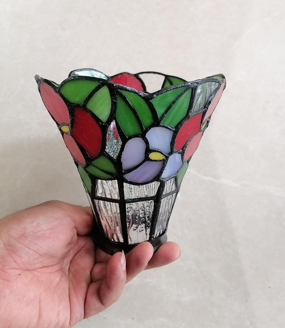HUIMEIJU Tiffany Style Stained Glass HMJ6030, Tiffany Glass Fan Pendant Lampshade Replacement, Wall Lamp