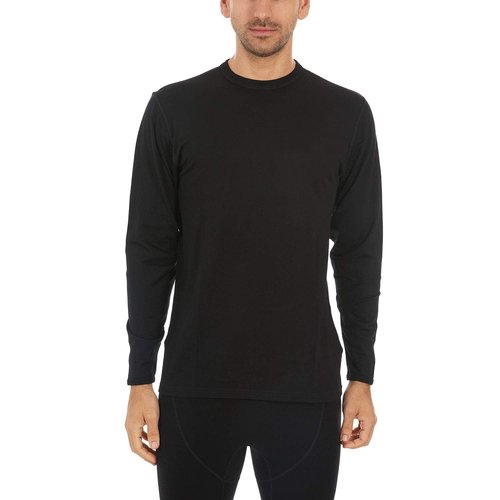 100% Merino Wool Lightweight Mens Base Layer - Long Sleeve Crew Shirt Black Medium Tall