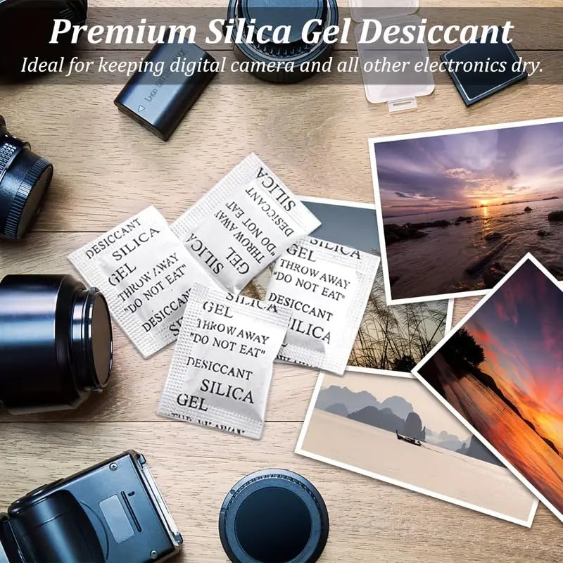 Boolavard Silica Gel Pouches 2g x 50 Pack Moisture Absorbers for Home & Travel